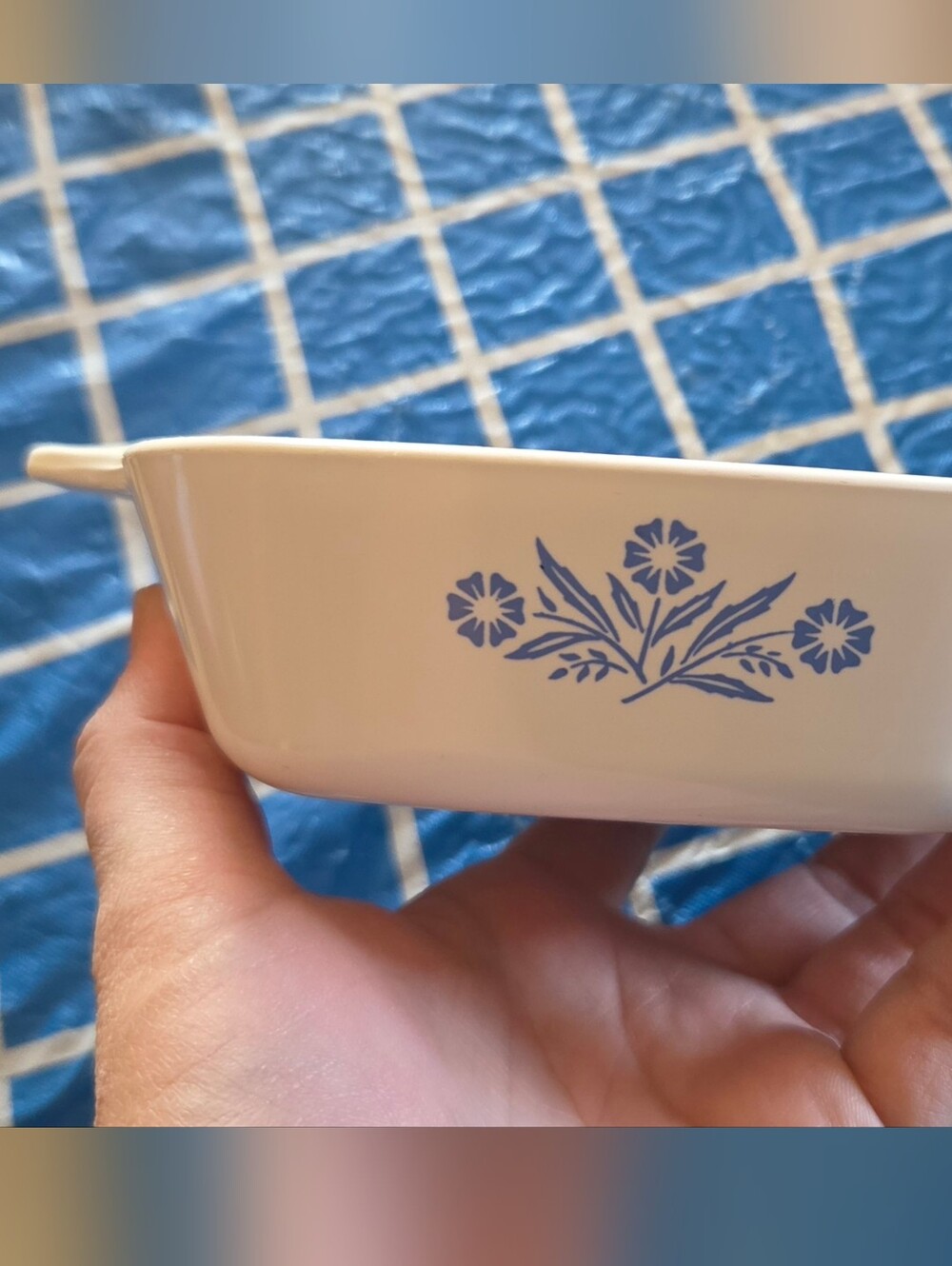 CorningWare Petite Pan Classic White Ceramic Bake Dish with Blue Floral Motif